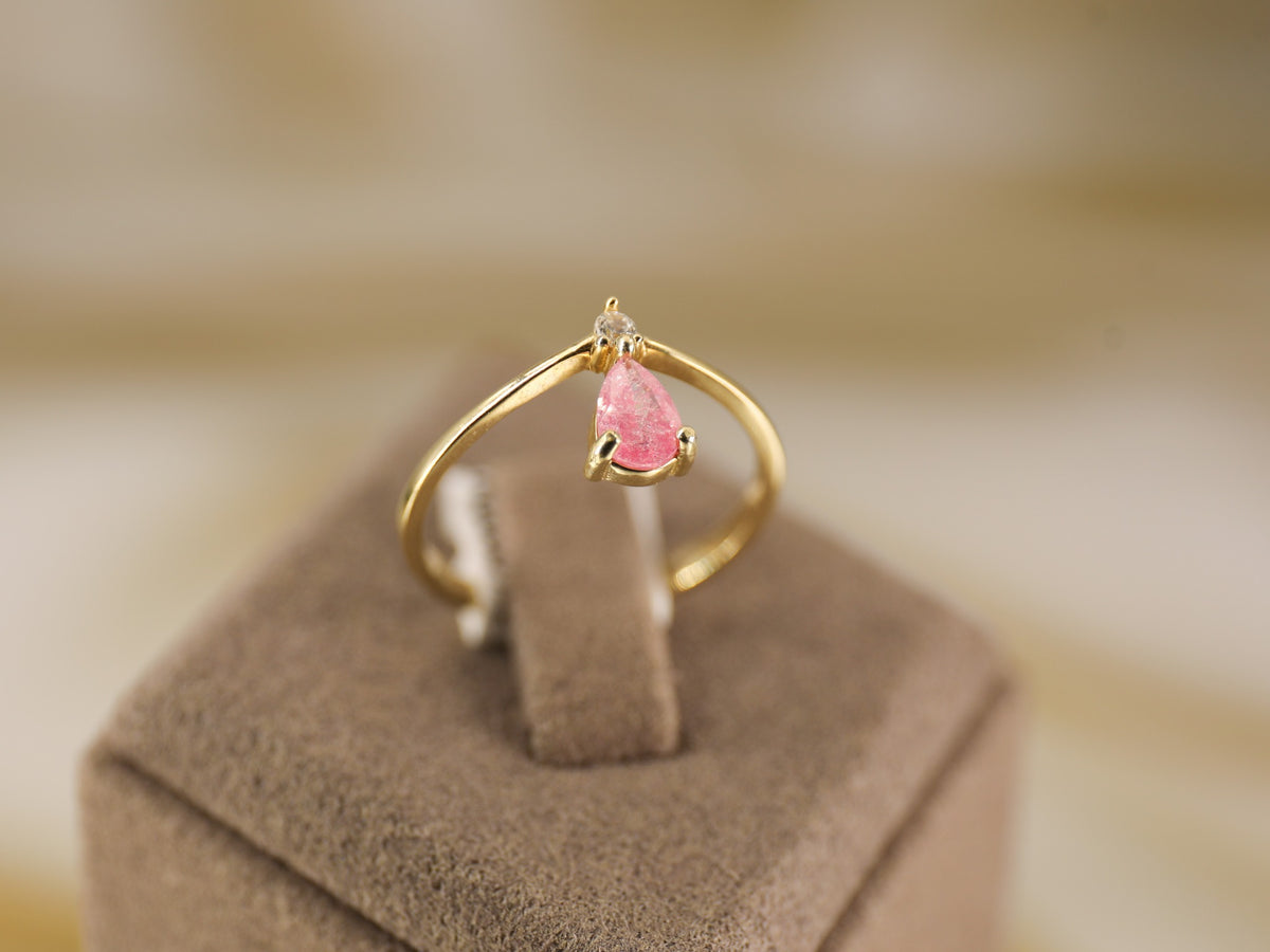 14 Ayar Pembe Taşlı Yüzük YZK-122